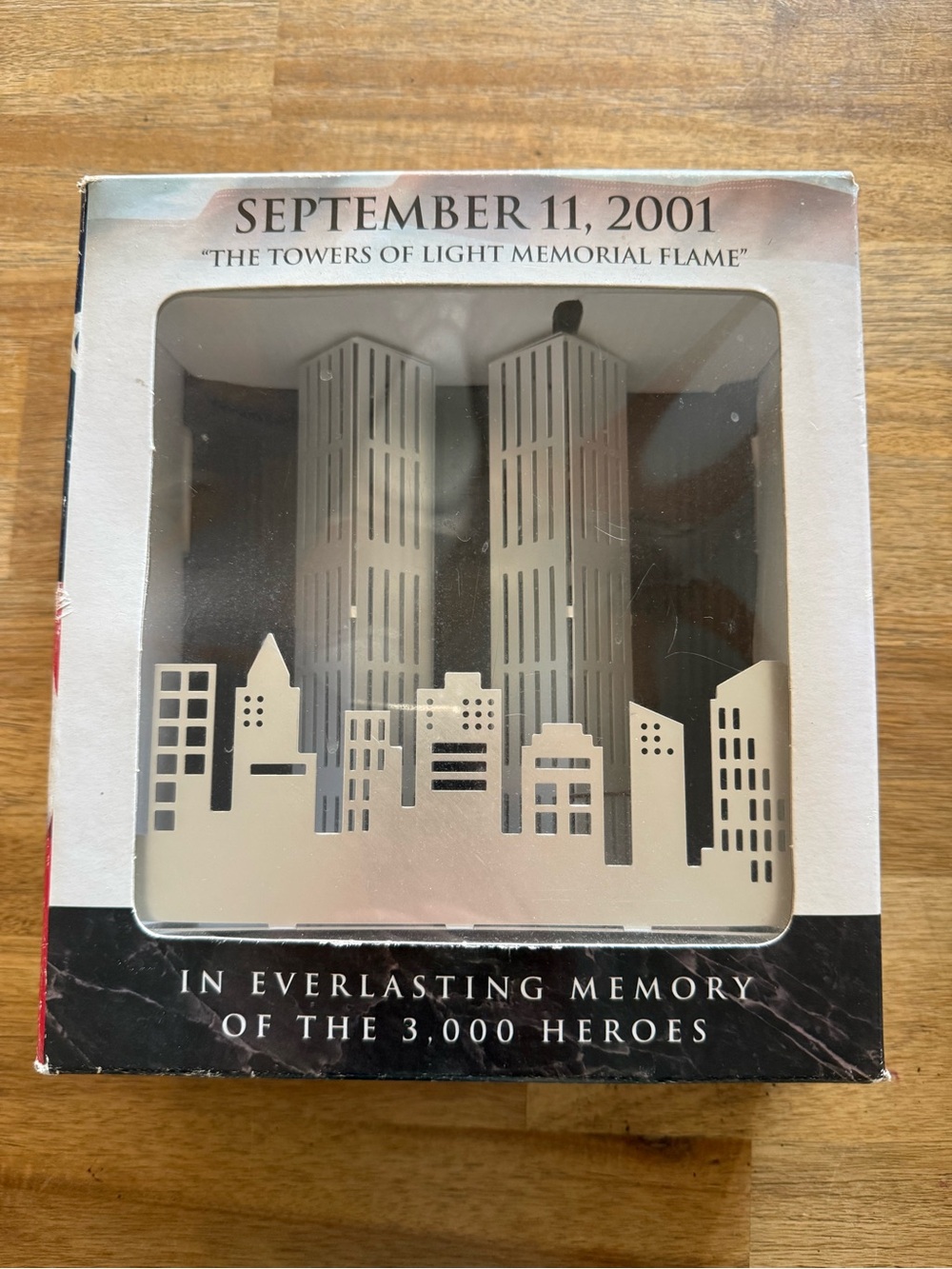 September 11, 2001 Towers of Light Memorial Flame Figurine - White